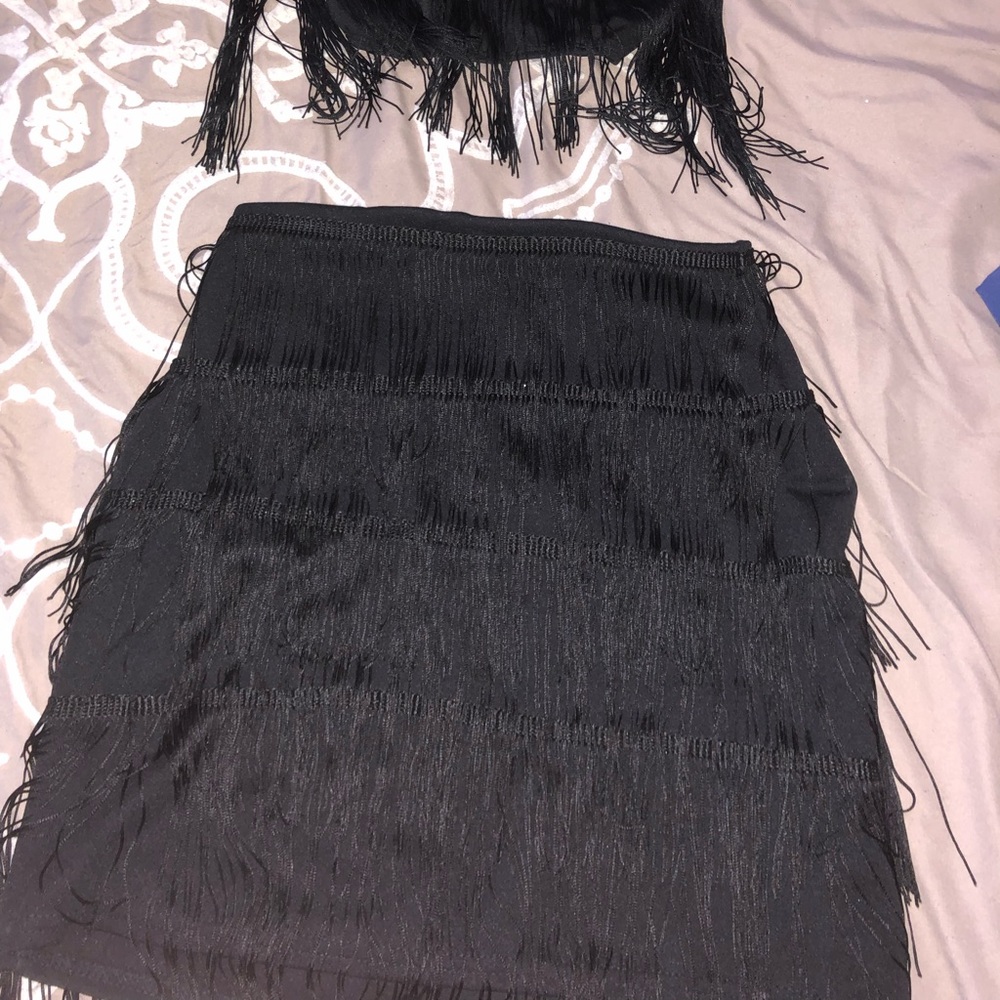 2 piece fringe skirt set